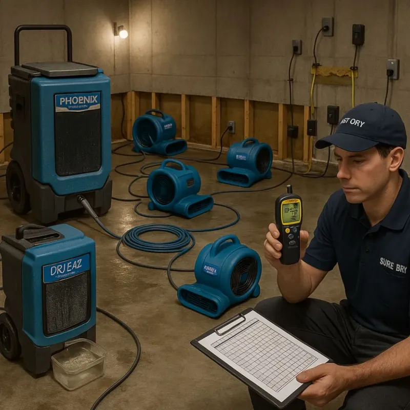 Structural Drying and Dehumidification process in Maynard, MA
